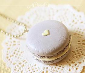 Food Jewelry - Mauvey Love Macaron Necklace