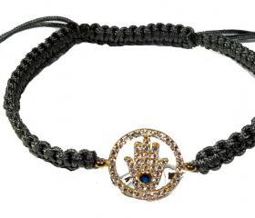 CZ Hamsa hand macrame bracelet