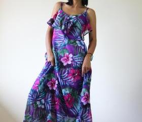 Floral Maxi Dress Bohemian Summer Gown : Sunny Dreams Collection