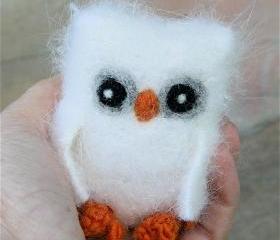 Moonlight the baby Owl ... plush angora eco wool felted owl (woolcrazy)