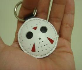Jason Friday the 13th Leather Keychain ( White )