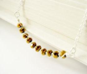 Golden Crystal Eggs Sterling Silver Wire Wrapped Necklace