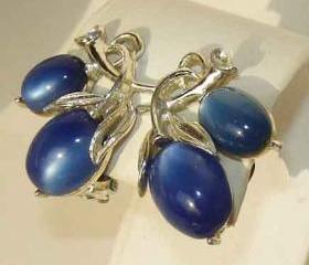 Vintage 60s Lisner Moonglow Lucite Blue Floral Earrings