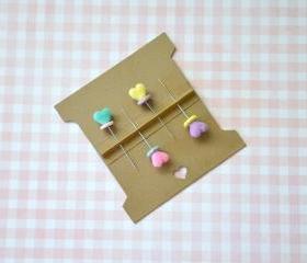 Clay Top Decorative Heart Stick Pin Set