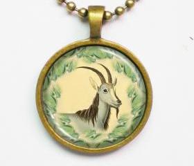Nature Inspired Necklace- Goat, Capra Jubata- Classic Natural Print Necklace