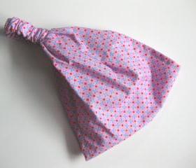 Head Covering Wrap Headband Womens Gypsy Hippie Bandana Pink Geometric Print