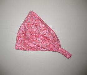 Gypsy Wrap Dreadband Women's Fabric Hair Bandana Pink Red Paisley