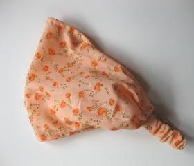 Hair Wrap Headband Womens Gypsy Elastic Bandana Head Covering Orange Floral Vintage Fabric