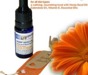 Silky Morning Face Oil with Hemp and Calendula Oil, Vitamin E for all skin types - 10ml in dropper bottle for easy application