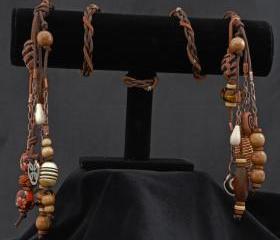 Handfasting cord made from faux leather cord, entwined with suedette, decorated with handmade embellishments