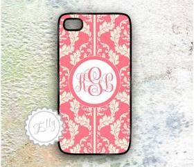 coral and cream iphone 4s in case monogrammed hard cover