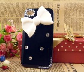 Unique white bow iPhone case iPhone 4 covers, designer iPhone 4 cases, cute iPhone 4 cases, cool iPhone case