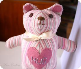 Icecream pink& grey striped Hug Bear soft toy **