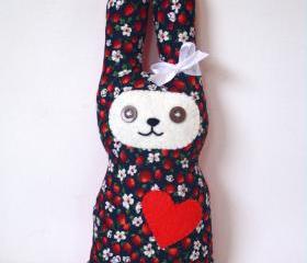 Bright blue/red strawberry bunny soft toy