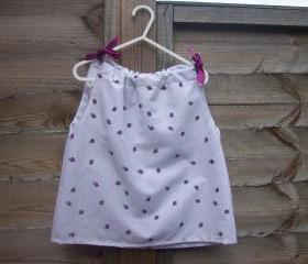 Toddler raspberry print dress/pinafore top