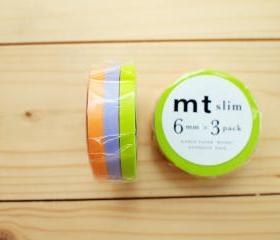 Japanese Masking Tape, Slim type, Lime Green, Apricot, Pale Wisteria