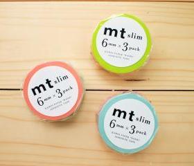 Japanese Masking Tape, 3 Slim set, Bright Color
