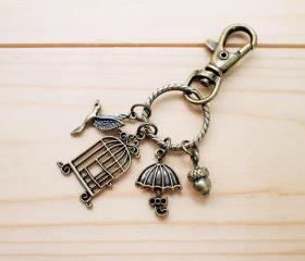 Charm Key Chain, Sweet Birdcage, Umbrella, little nut