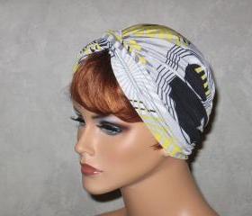 Handmade Twist Turban -Yellow,Black, Multicolored Circles