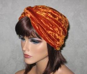 Twist Turban -Burnt Orange Velour