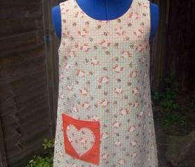 Orange gingham heart applique dress