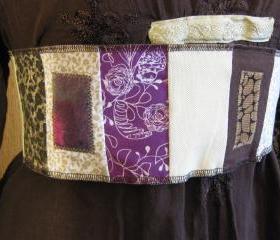 Pocket Belt Patchwork Obi Gypsy Tie Sash Women's Brown Beige Purple Festival Wear