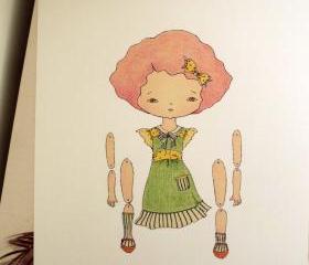 Raspberry - Articulated Paper Doll Print