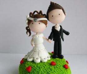  Wedding Clay Cake Topper - Garden of Love (Not Editable)