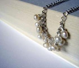 Mini Freshwater Pearl Dangle Sterling Silver Necklace