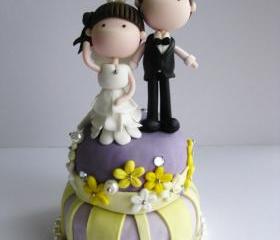  Wedding Clay Cake Topper - Standing on top of a cake (Not Edible)