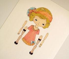 Olive - Articulated Paper Doll Print