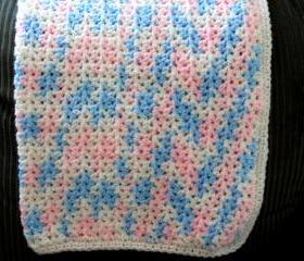 Crocheted Baby Blanket Pink and Blue Unisex