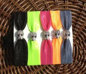 Silver Rhinestone Skull Elastic Hair Ties (and Bracelets)