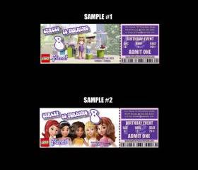 Lego Friends Ticket Style Personalized Party Invitations