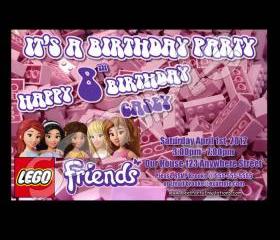 Lego Friends 4x6 Personalized Birthday Party Invitations