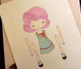 Violet - Articulated Paper Doll Print