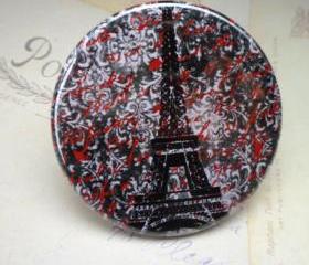 Pocket Mirror - Eiffel Tower Black & Red