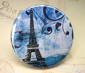 Pocket Mirror - Eiffel Tower Blue