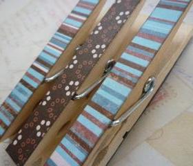 Fridge Magnets, Decorated Clothespins - Pine Arbour - Set of 3