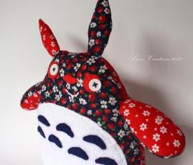 Funny Strawberry Totoro soft toy: dark blue/ red/ white **