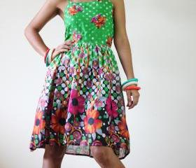 Short Dress Summer - Floral Polka Dot smock dress