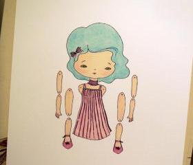 Azure - Articulated Paper Doll Print