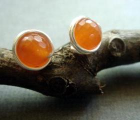 Fresh Orange Drops Carnelian Stud Earrings