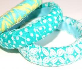 Fabric Bangles - Turquoise Set