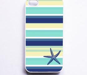 Nautical iPhone 4 Case - Seaside Stripe Starfish - iPhone 4S Case
