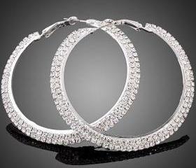 big circle hoop huggie Fashion Earrings Wedding clear swarovski