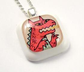 Red Monster Resin Pendant