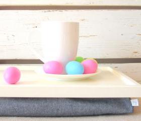 Denim Laptop Lap Desk or Breakfast serving Tray - Off White with Denim- Custom Order