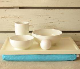  Laptop Lap Desk or Breakfast serving Tray - Aqua polka Dots - Custom Order