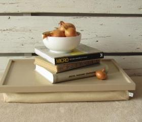  Laptop Lap Desk or Breakfast serving Tray - Creme with multicolor Dots- Custom Order